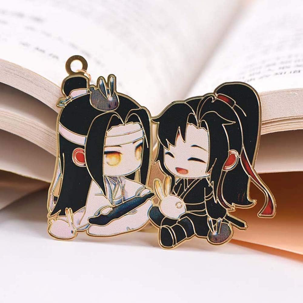 Mo Dao Zu Shi Bookmark, Metal LAN Wangji Wei Wuxian Pendant Book Markers, Wei Wuxian LAN Wangji Metal hollowing Bookmark