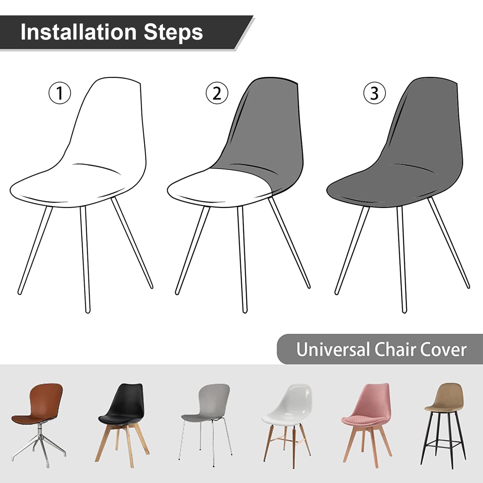 Lot De 4 Housses De Chaise Imperméables Salle à Manger – Tissu Jacquard Stretch Beige, Anti-Taches Et Lavables