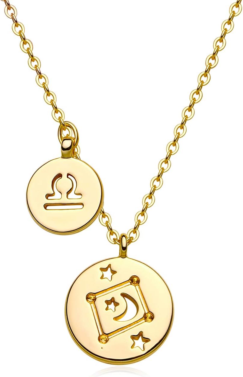 Gold Necklace for Women 18K Gold Plated Astrology Zodiac Necklace 12 Constellation Necklace Birthday Gift for Women
