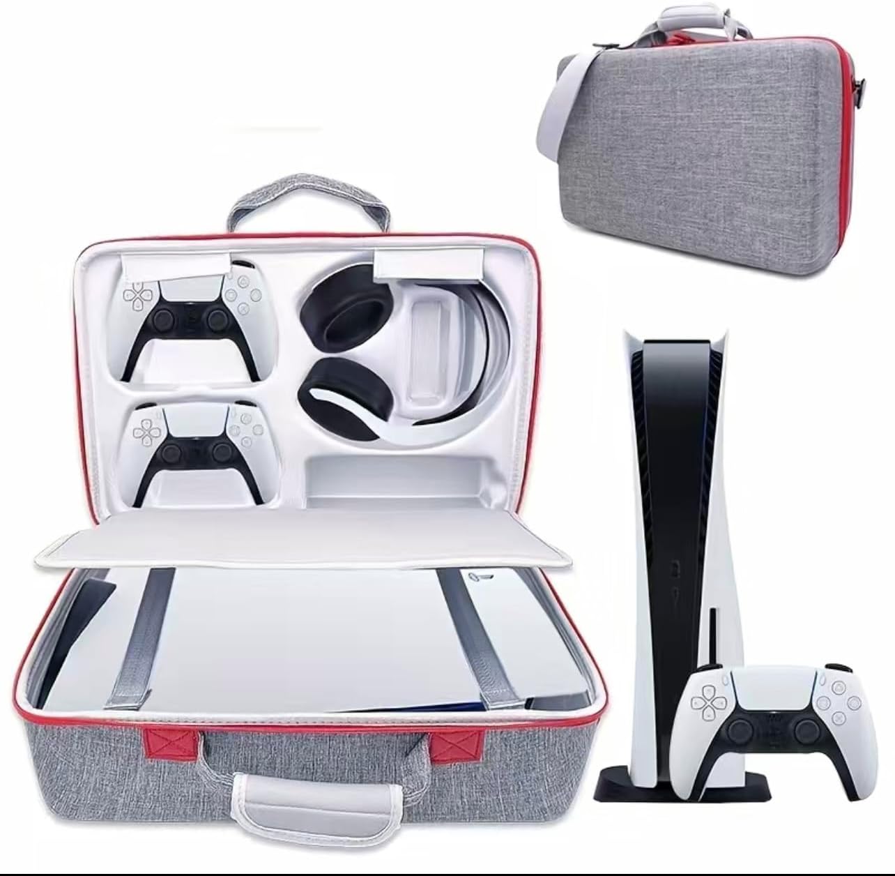 Carrying Case Compatible with PS5, [Upgraded] Hard Shell Carry Case Travel Bag, Shockproof and Waterproof Organizer Protective Case for Playstation 5 Console,Dual Controller and Accessories