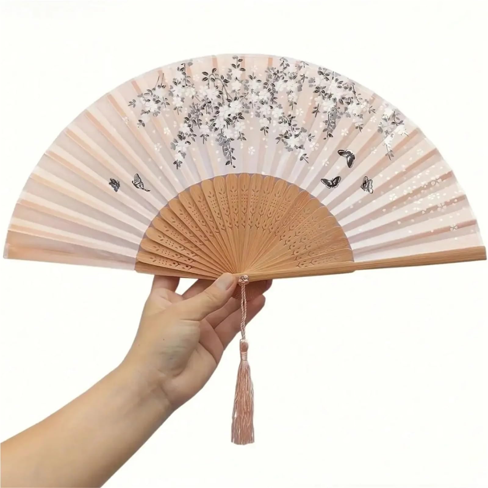 WSQHAO 3Pcs Vintage Handmade Folding Fan With Tassel - Wedding Party Favor, Traditional Handheld For Hanfu for Summer