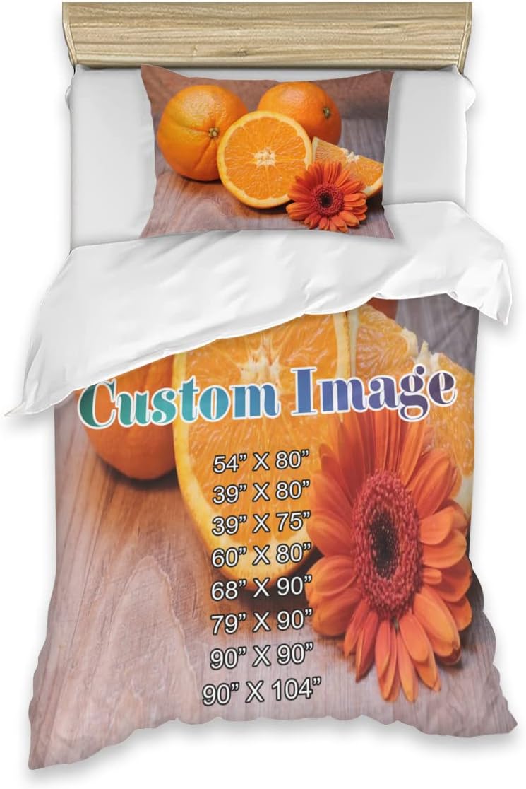 Customize Twin Sheet Bedding Set,3 Piece,Custom Comforter Set Add Your Own Picture Photo Text College Dorm Room Bed Sheets,Hotel Luxury Bed Sheet,Extra Soft Sheets 60"X90"