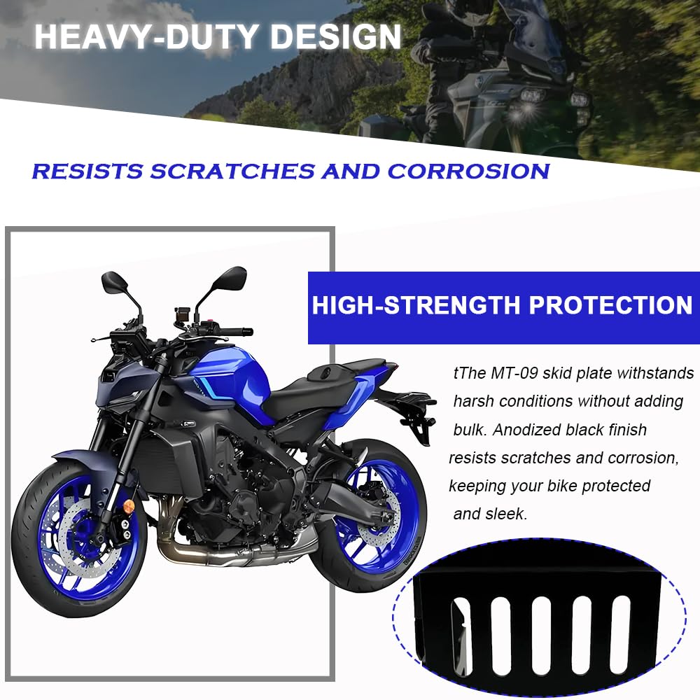 MT-09 Black Engine Skid Plate Bash Frame Engine Guard Protector Cover Chassis Guard Off-Road Protection for MT-09 MT09 SP Tracer9 Tracer 9 GT Tracer 9GT 2021-2025