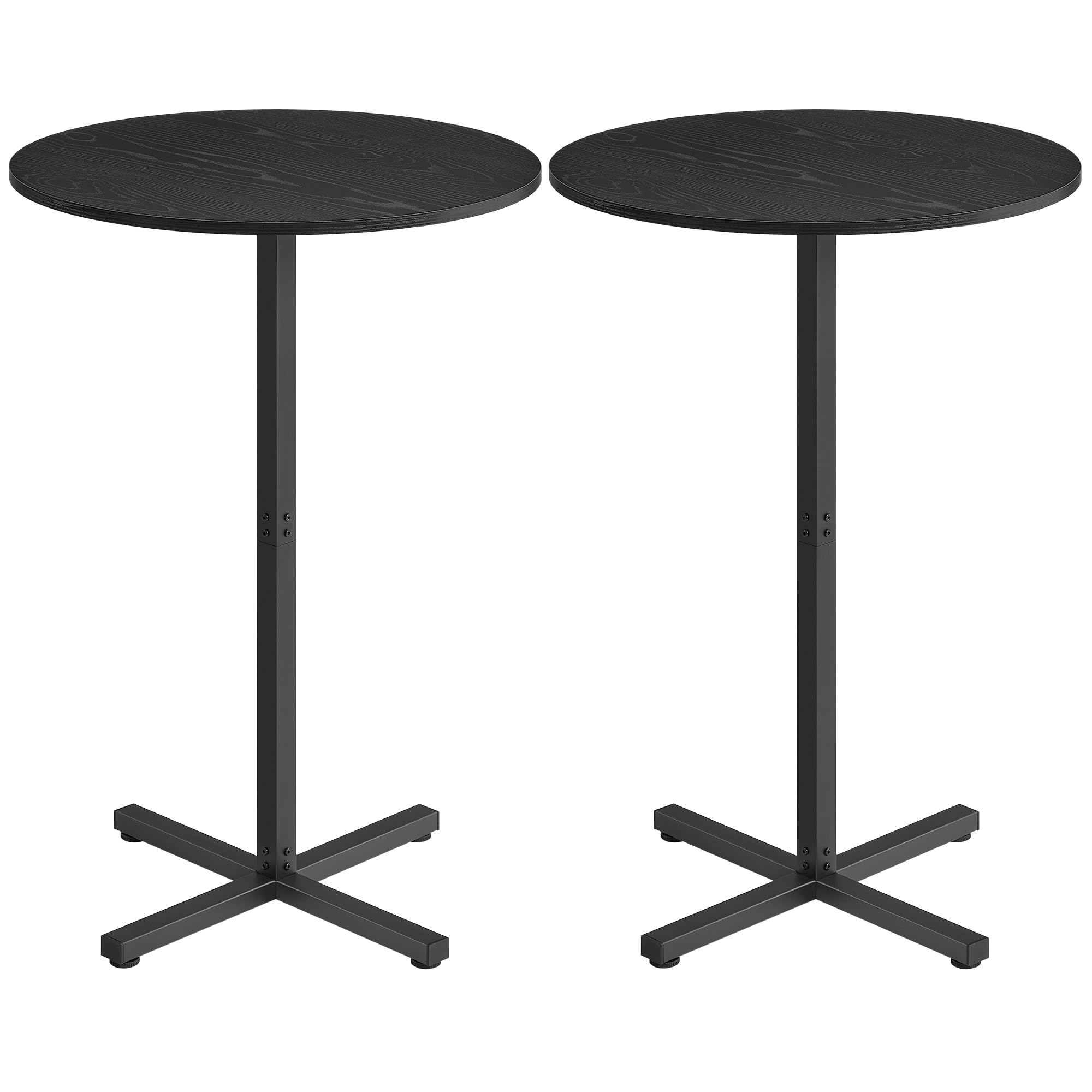 VASAGLE Bartisch 2er Set, Stehtisch, Bistrotisch rund, Balkontisch Indoor, Kleiner hoher Tisch für Hausbar, Wohnzimmer und Esszimmer, 60 x 60 x 104,5 cm, einfacher Aufbau, ebenholzschwarz LBT362B01