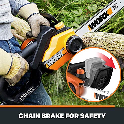 WORX WG304.2 Saw 18-Inch 15.0 Amp Electric Chainsaw with Auto-Tension, Chain Brake (Renewed)