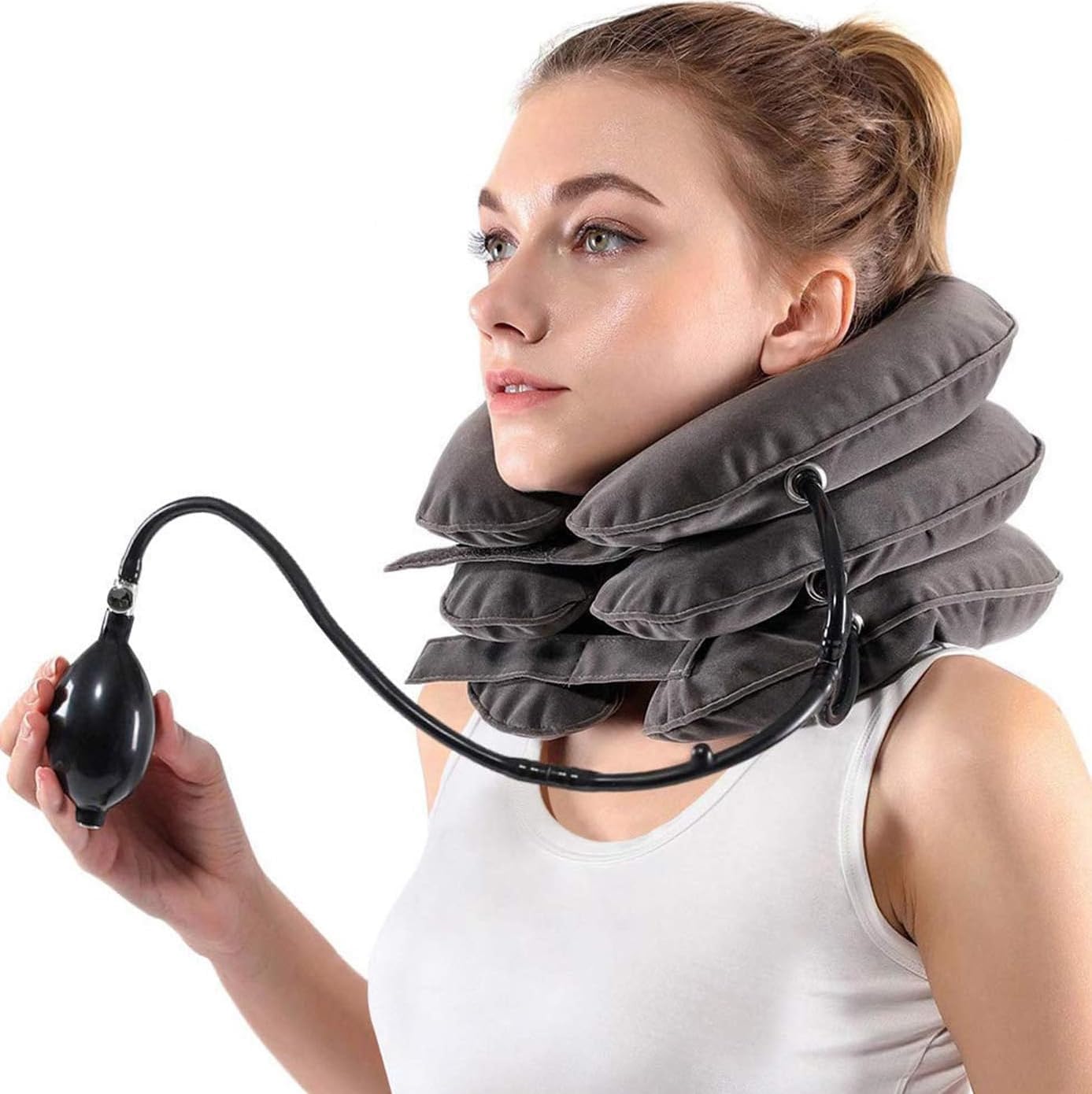 s cervical neck traction device for instant neck pain relief - inflatable amp adjustable neck stretcher neck support brace neck traction pillow for home use neck decompression