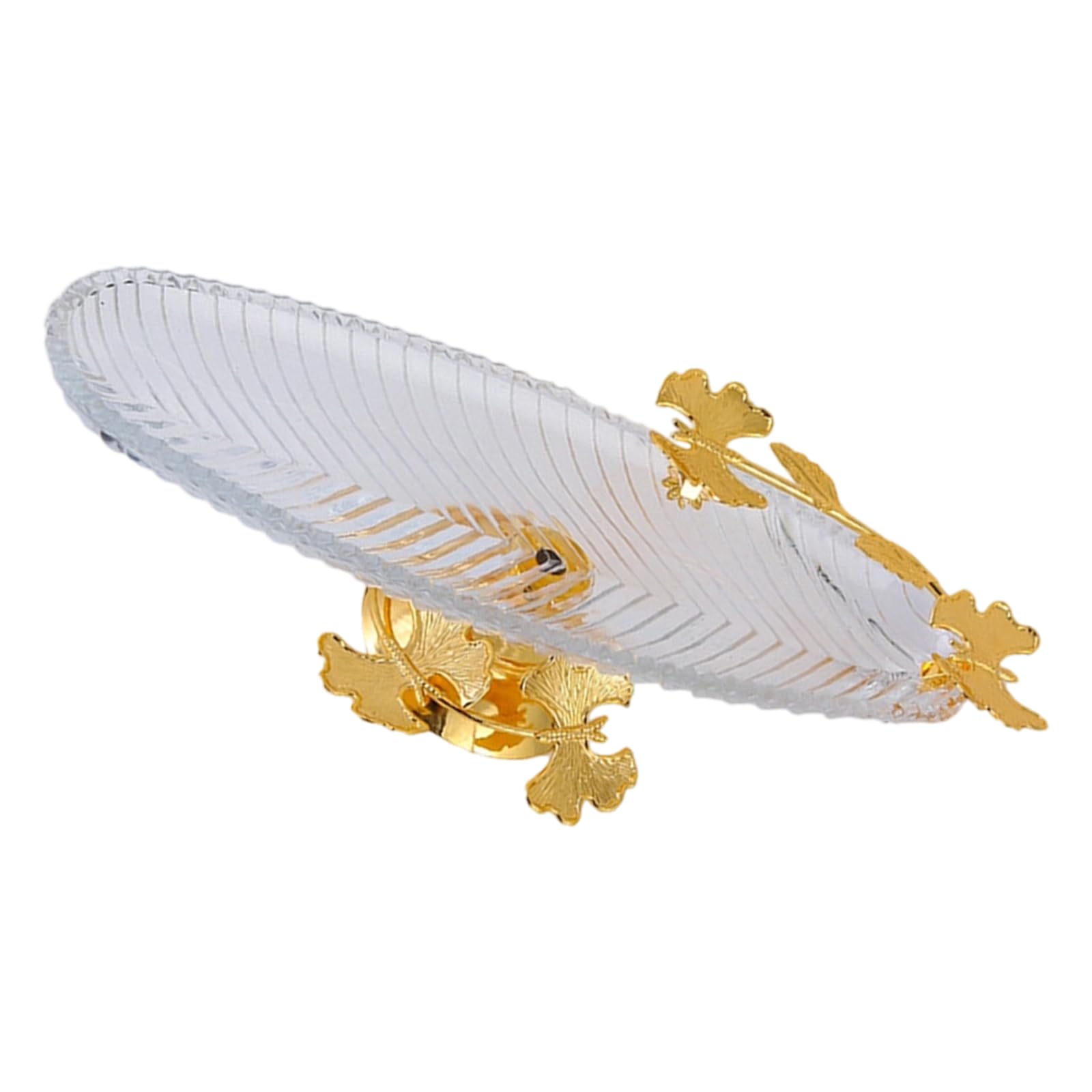 Clear Glass Metal Display Plate Nonslip Base Pastries Fruits Serving Tray for Snacks Storage Home Entertaining Needs Dessert Serving Tray