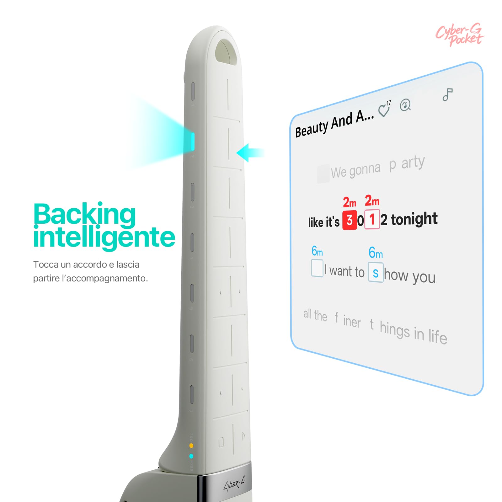 Enya Cyber-G Pocket Smart Gitarra – Strumento musicale portatile con App | Fare musica senza esperienza, design pieghevole 0,8 kg, subito pronto all'uso con suoni ed effetti smart per casa e viaggio