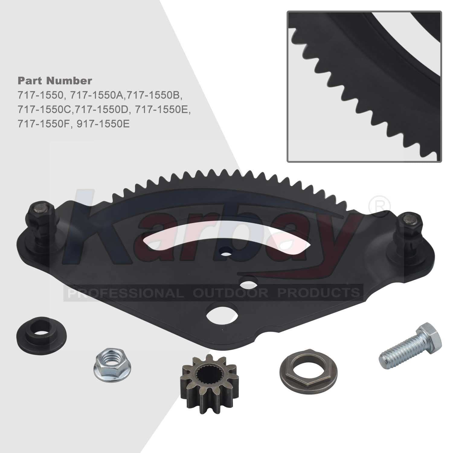 Karbay 717-1550F - Engranaje de piñón de placa de dirección para cortacéspedes MTD Cub Cadet Troy Bilt serie 13a para Toro 1193976, 1120862 sustituye a 717-1550, 917-1550E con piñón 7171554.