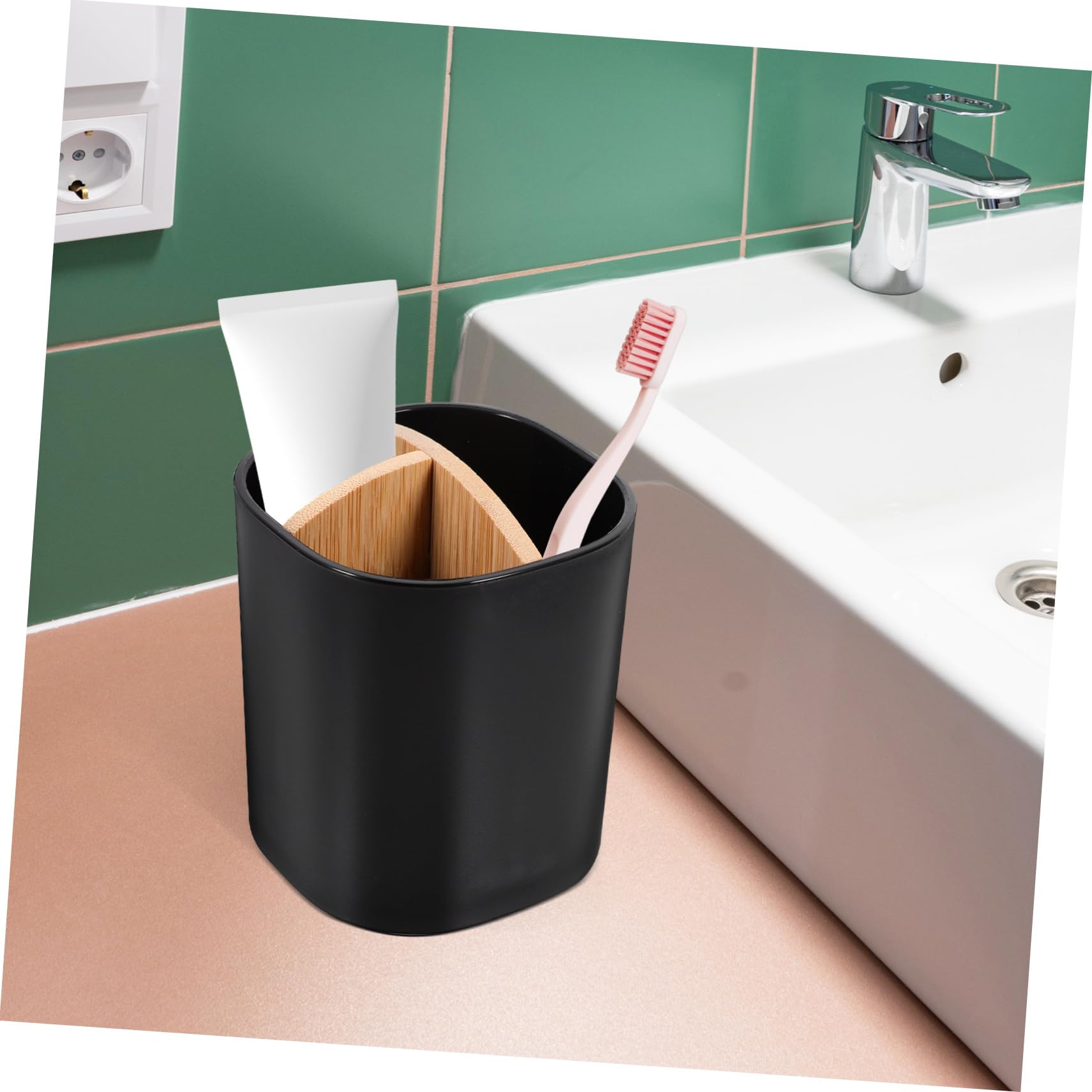 Cabilock 3 Soportes De Bambú para Cepillos De para Baño Almacenamiento Doméstico PP Color Negro