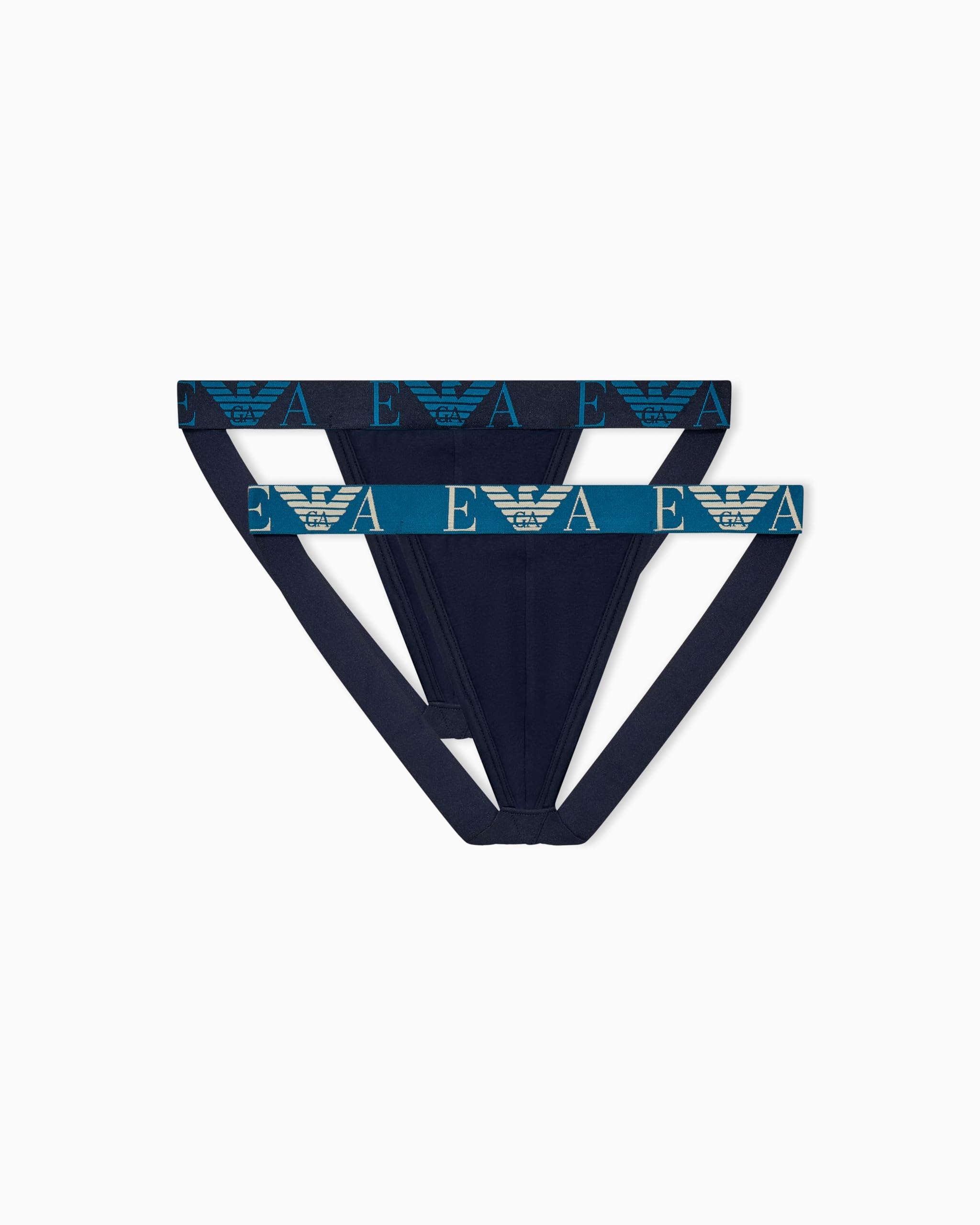 Emporio Armani Men's Bold Monogram 2-Pack Thong Blue M