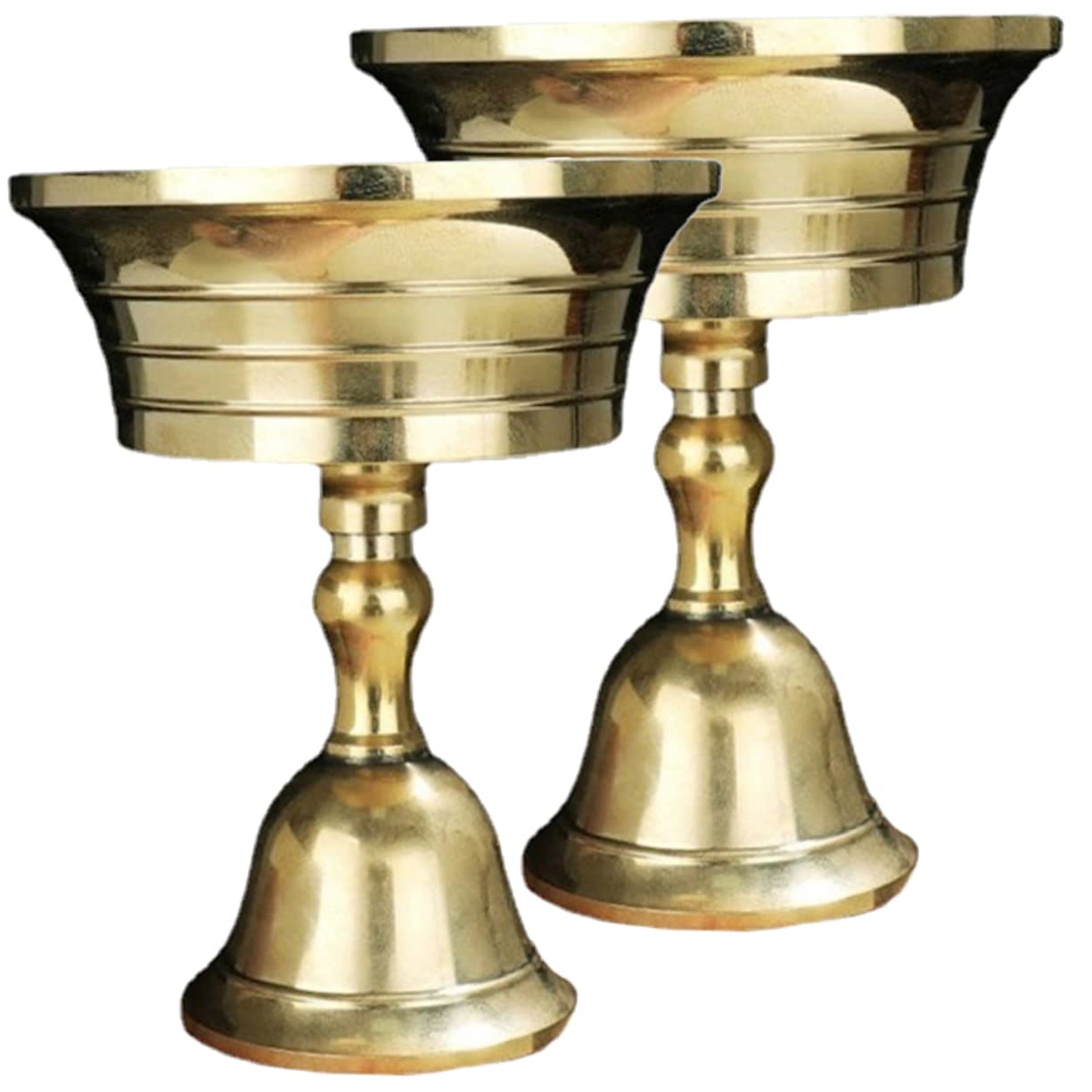 Garneck 1set Brass Ghee Lamp Holder Golden Candle Holder Gold Tea Light Candle Holder Candlestick Buddha Decor Buddhist Tealight Holders Buddha Oil Lamp Holder Butter Lamp Tealight 2pcs