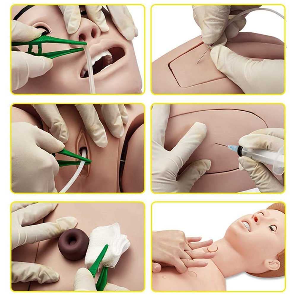 Maniquí de Enfermeria, Maniqui Practicas Enfermeria con Bata Paciente y Módulo Inyección para Practicar Cuidados Básicos Presión Simple Pecho Dedicado Docencia Formación