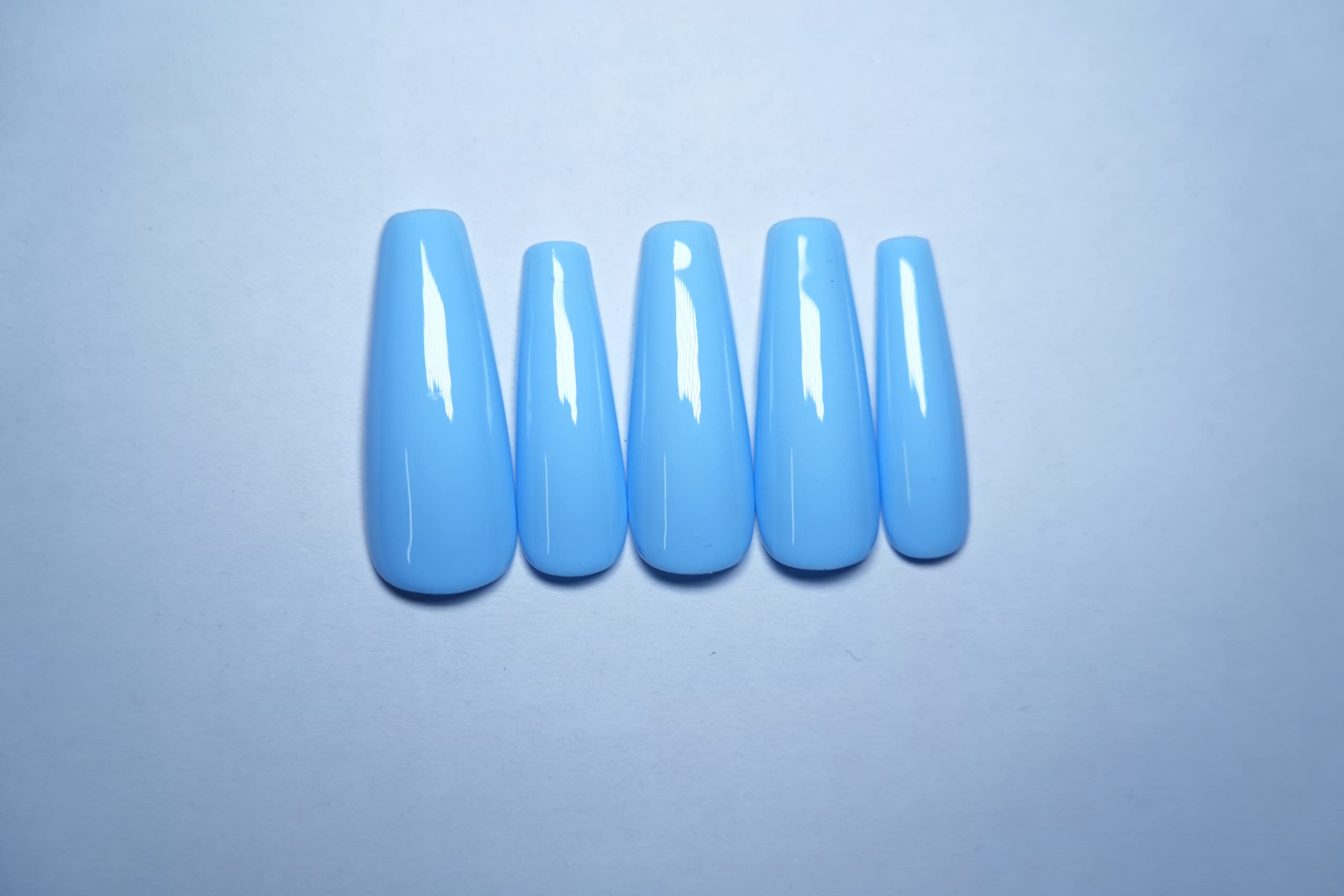 SOEZIWomen's ice maiden Reusable SOEZI Press On Nails | Artificial False nail extension | Application Kit, EziON | EziOFF Nourish & Restore Removal | Customisable (Coffin_L)