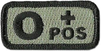 Tactical Blood Type Patches -"Type O Positive" - 2"x1"