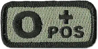 Tactical Blood Type Patches -"Type O Positive" - 2"x1"