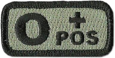Tactical Blood Type Patches -"Type O Positive" - 2"x1"