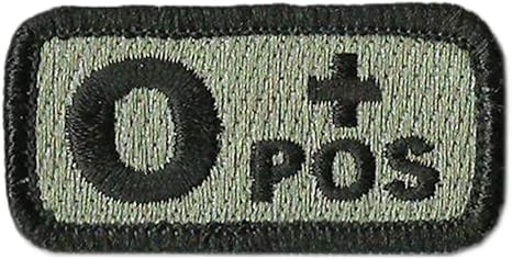 Tactical Blood Type Patches -"Type O Positive" - 2"x1"