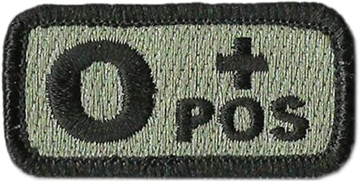 Tactical Blood Type Patches -"Type O Positive" - 2"x1"