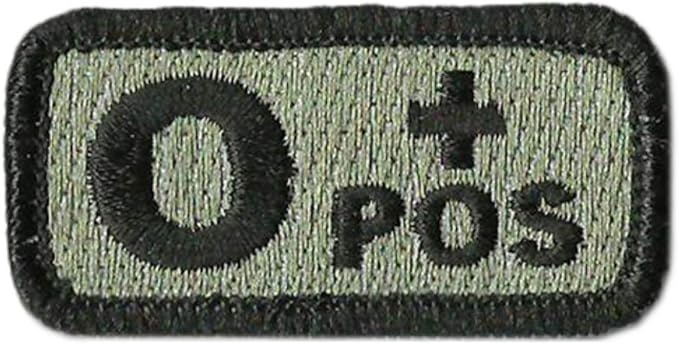 Tactical Blood Type Patches -"Type O Positive" - 2"x1"