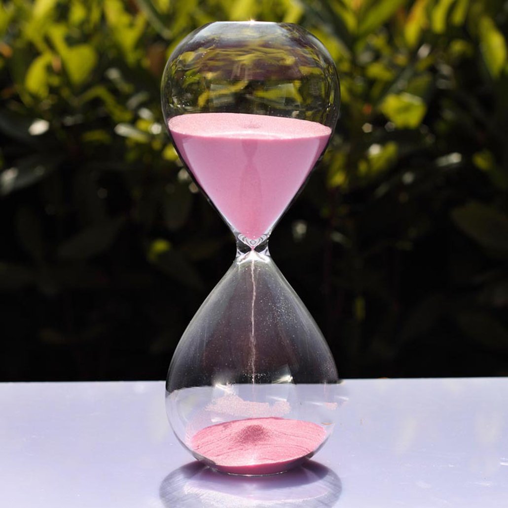 Large Fashion Colorful Sand Glass Sandglass Hourglass Timer Clear Smooth Glass Measures Home Desk Decor Xmas Birthday Gift (5 Minutes, Pink)