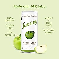 Vista 4 de Sovány Agua con gas, manzana verde, bebidas de agua Seltzer, USDA Organic, hechas con fruta real, sin OMG, veganas, sin azúcar añadida, bajas