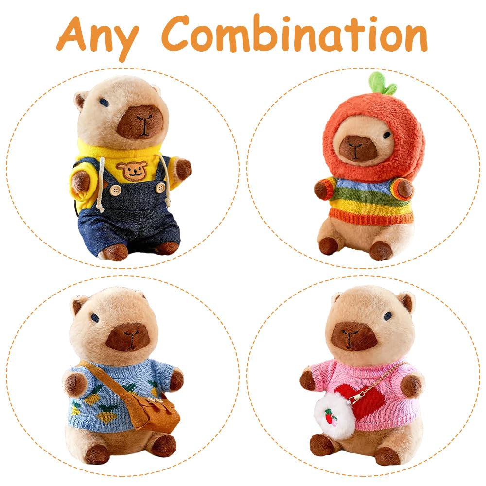 KBIBCK Capybara Plush with 9 PCS Clothes &Accessories, 25cm Capybara Stuffed Animal, Cute CapybaraTeddy - Image 3