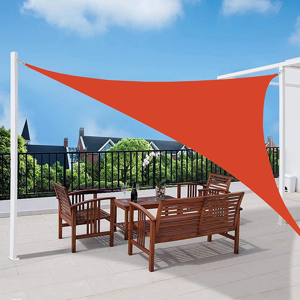 Vela parasole, pergolato, impermeabile, pergolato, giardino, patio, feste, tenda sole, baldacchino triangolare, 95% UV, tela (arancione), 2,4 x 2,4 x 2,4 m, 6 x 3,6 x 3,6 m