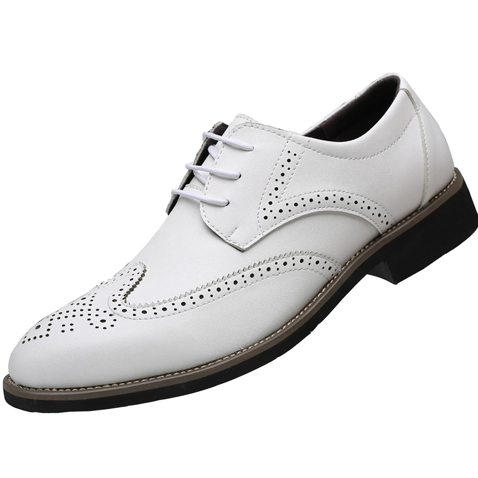WUIWUIYU Men's Manmade Leather Lace-up Wedding Business Formal Dress Wingtips Brogue Shoes Oxfords