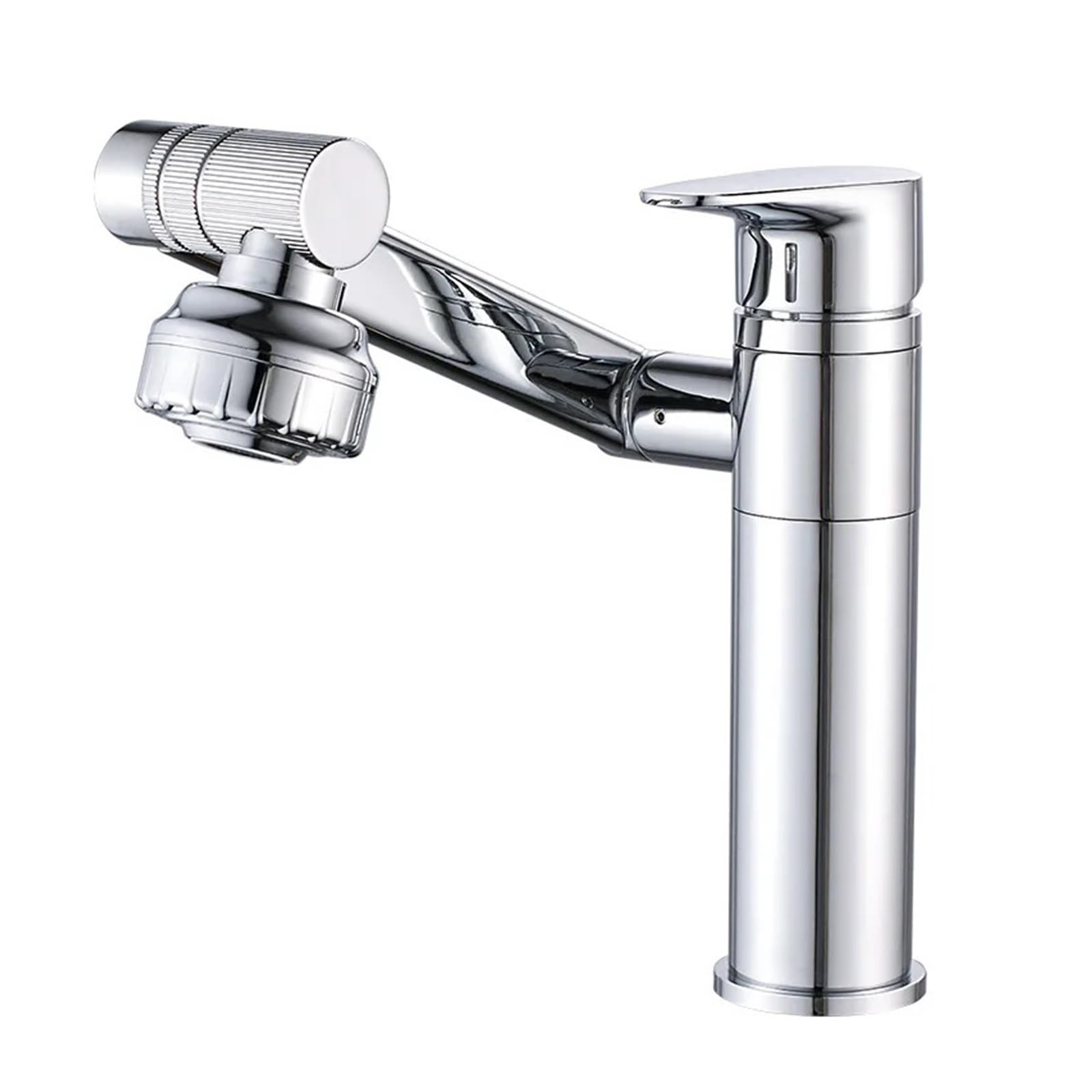 Soywim Chrome Short Triple 360 Degree Bathroom Faucet, Deck Mounted Hot And Cold Water Mixer Aerator Black/Grey/Chrome/Gold/White Tap Tapware,High-Pressure Resistant(Chrome Short)