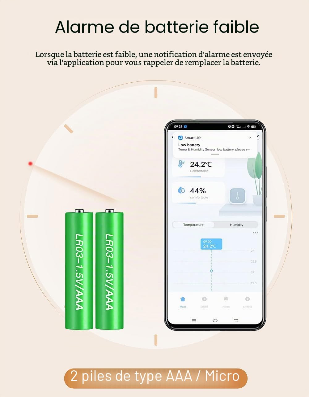 Thermomètre-hygromètre connecté étanche avec fonction bluetooth [Luminea]