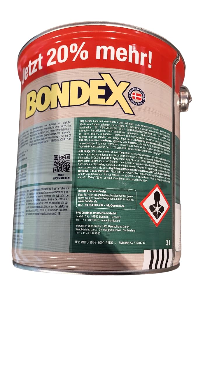 zbs24 Bondex Douglasien Öl 3 Liter, für Terrassendielen und Möbel, exellenter Wetter-und UV-Schutz, Schützt und Pflegt Hölzer im Aussenbereich inkl. 3 teiligem Pinselset