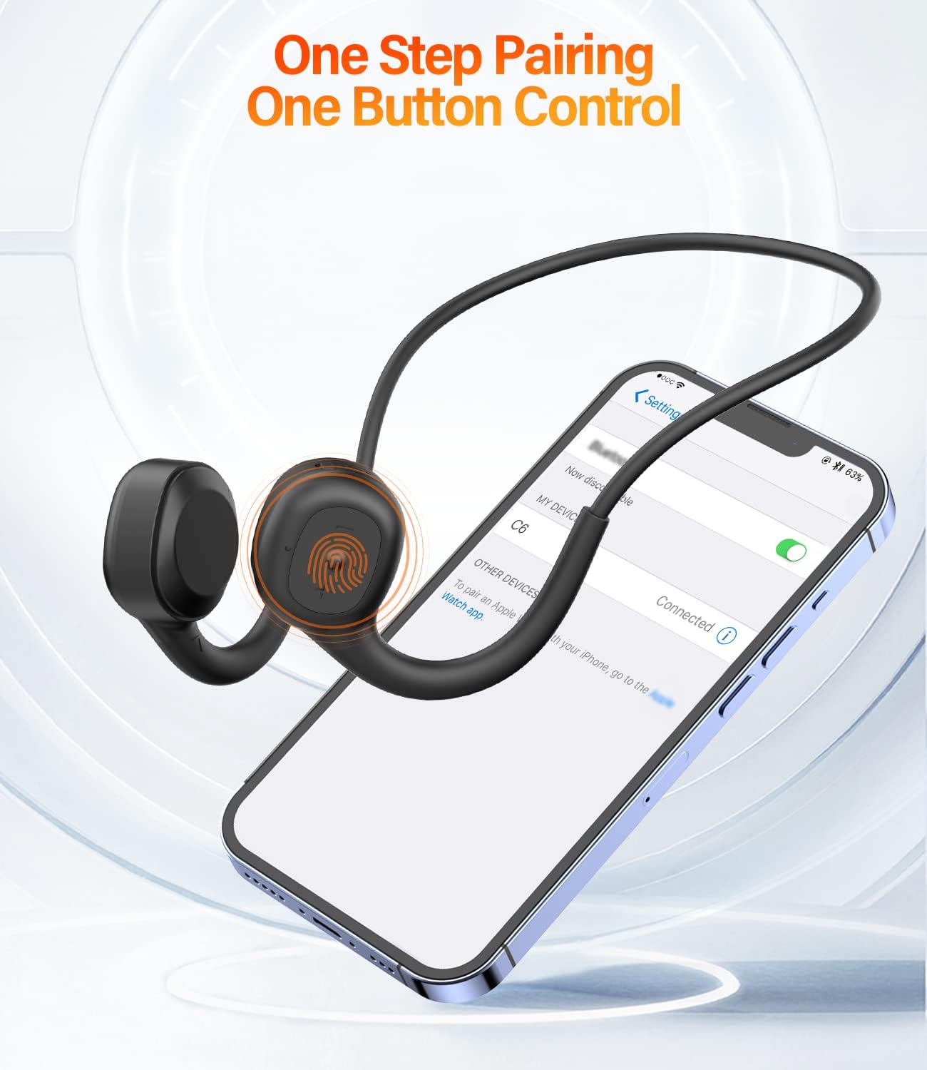 Bone Conduction Headphones, Open-Ear Bluetooth 5.3 Headphones with Microphone, Sweat Resistant Sports Earbuds Wireless Earphone for Running Workout Cycling