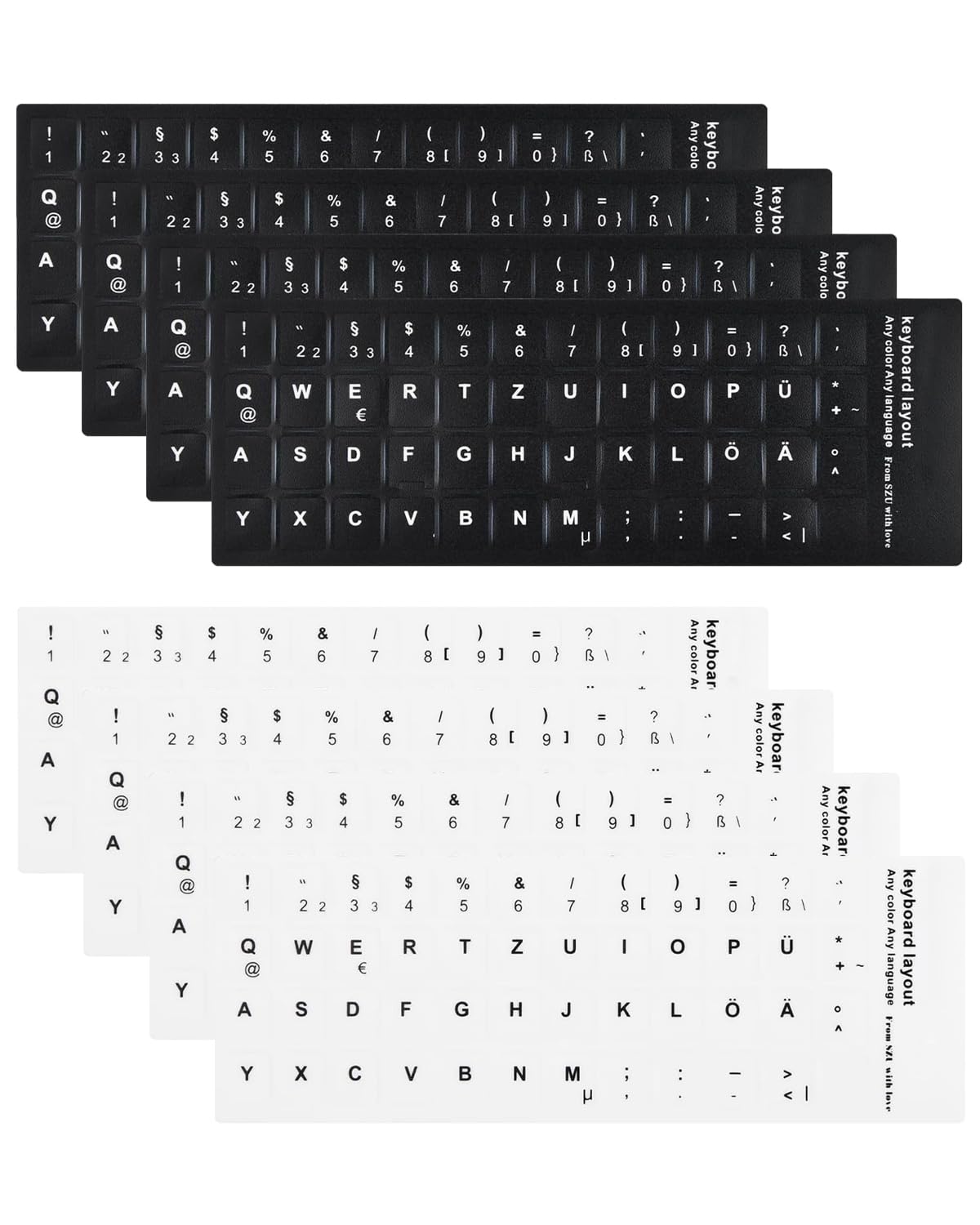 Zeayebsr 8 pcs Pegatinas para Teclado en alemán, Pegatinas de Repuesto de Letras de Teclado en alemán para Cualquier Teclado estándar, Ordenador portátil,