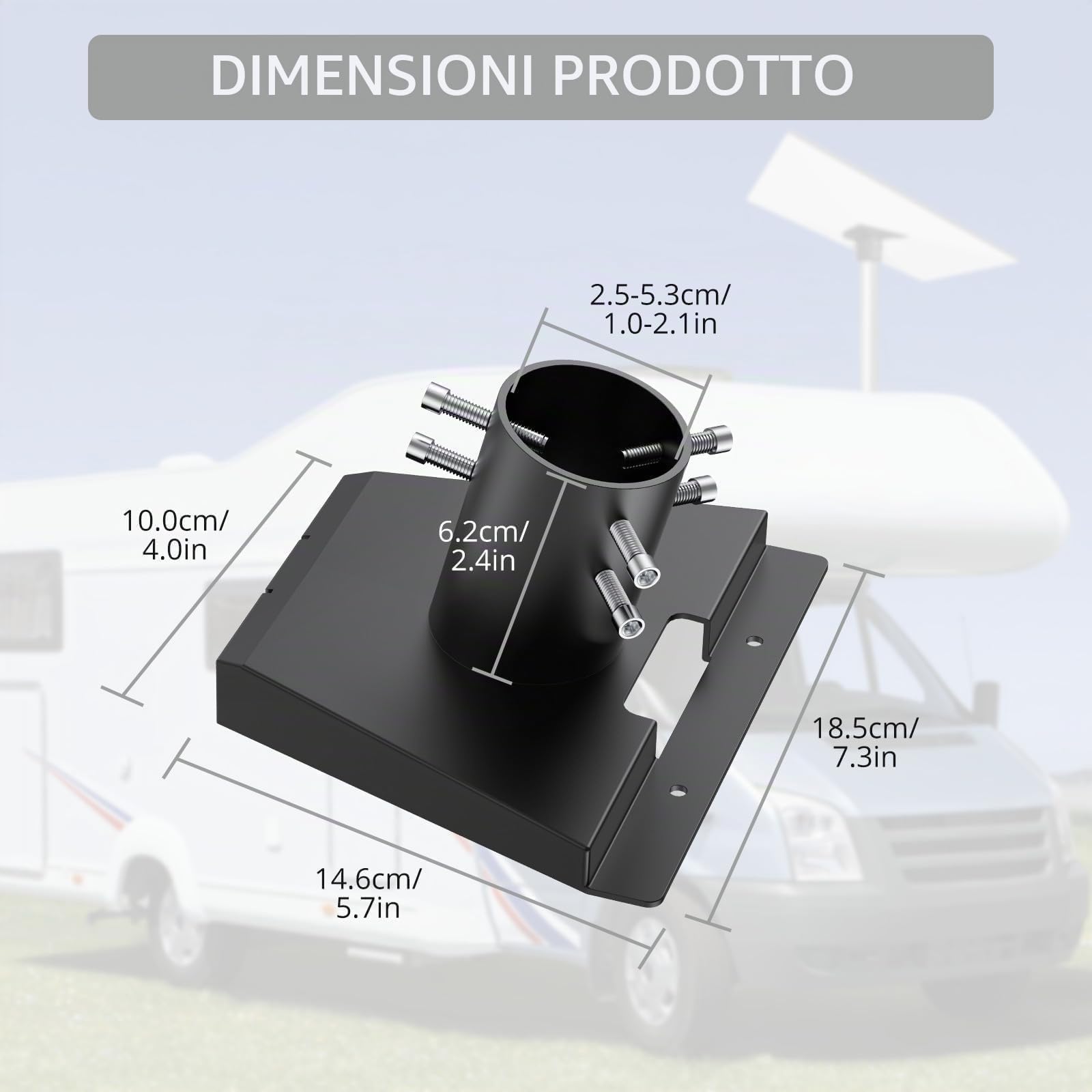 Justech Adattatore per Tubi Starlink Gen 3 a 360° Regolabile Supporto da Palo Starlink Gen 3 in Lega di Alluminio Compatibile con Diametro 25-53 mm Installazione Universale per Tetto Parete Giardino
