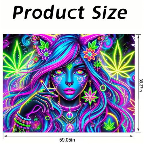 Image of Nuxovilar Neon Floral Figure Wall Tapestry Polyester 78.74x59.05 In