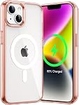 JETech Magnetic Case for iPhone 14 6.1-Inch Compatible with MagSafe Wireless Charging, Shockproof Phone Bumper Cover, Anti-Scratch Clear Back (Clear)
