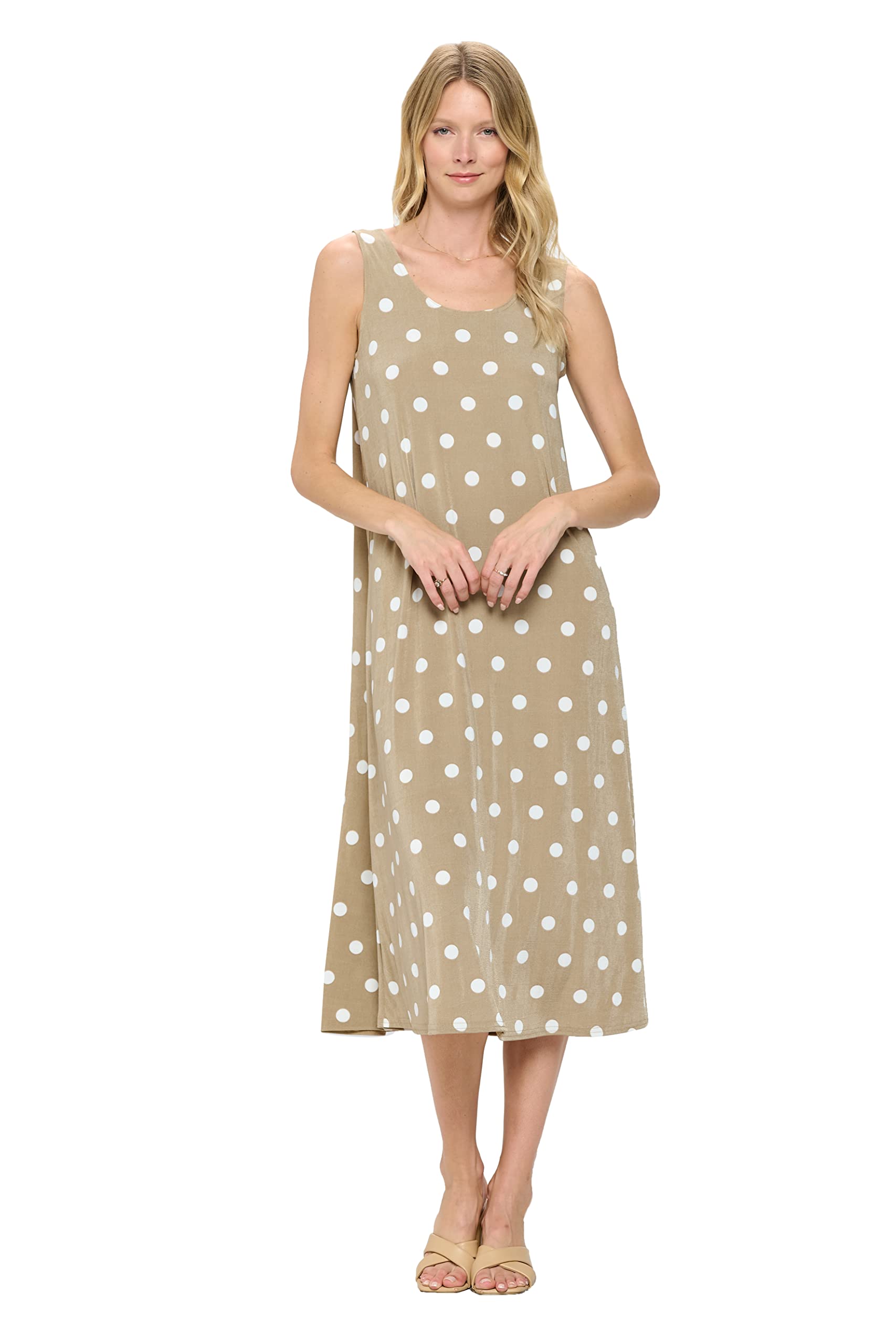 Jostar Plus Size Print Tank Long Dress Sleeveless-7000BN-TXP1