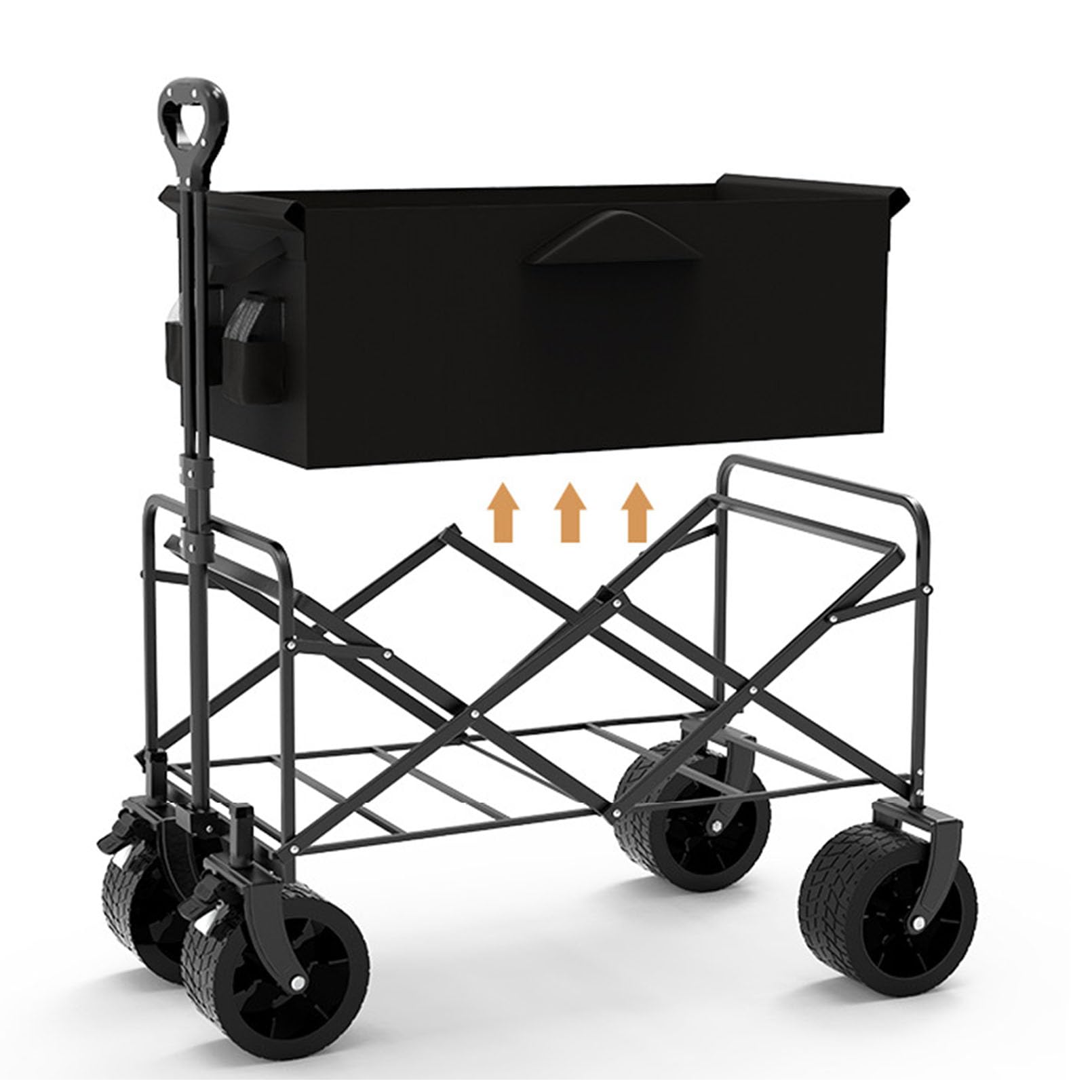 Carrello pieghevole da giardino multifunzionale per campeggio, shopping, barbecue, picnic, per tutti i terreni, con ruote in gomma