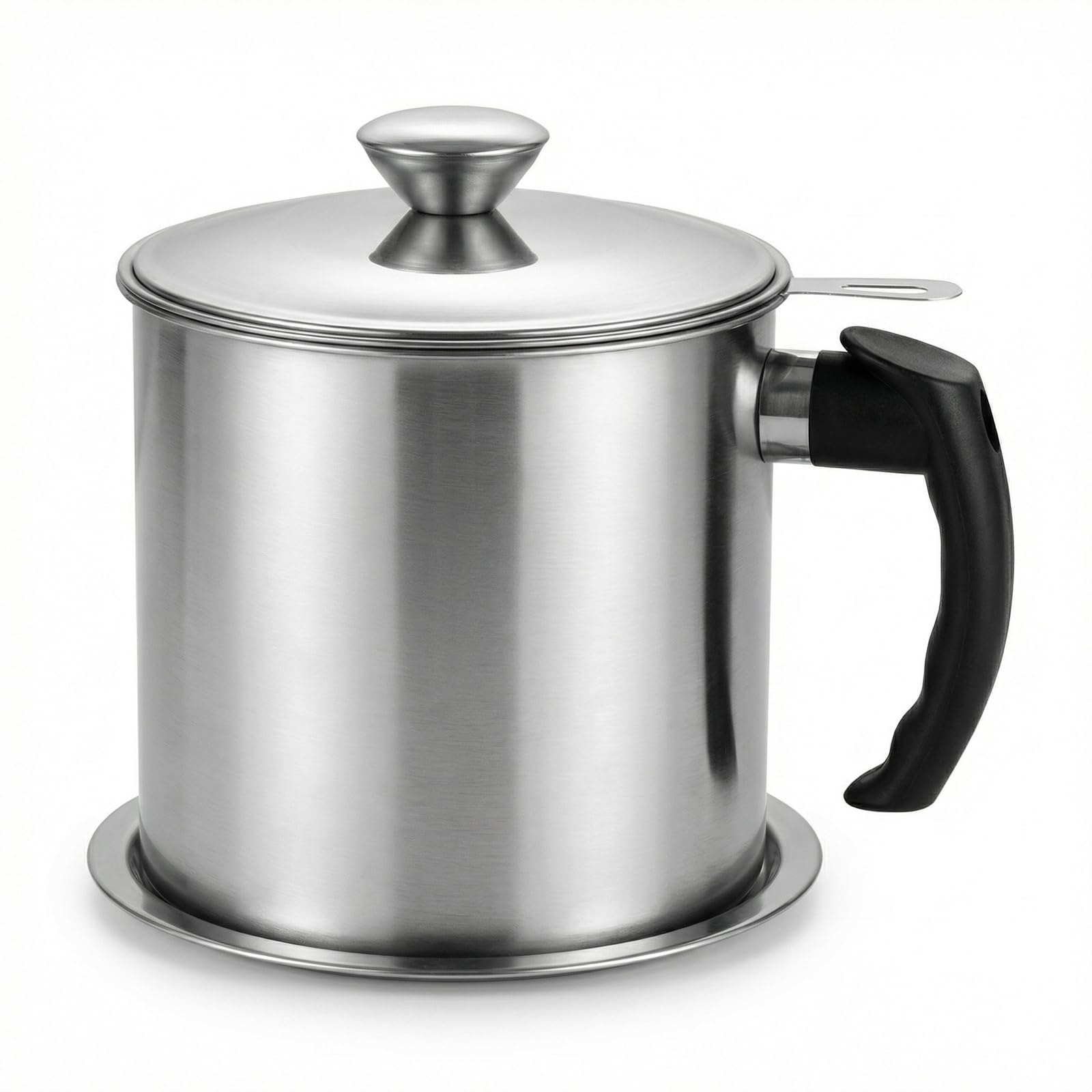 Pinsheng 1,8 L Ölsieb Topf Fettbehälter, Edelstahl Ölvorrat Dosenbehälter mit feinmaschigem Sieb & staubdichtem Deckel Geeignet zum Aufbewahren von Frittieröl und Speisefett (1.8L) Küche, Haushalt & Wohnen
