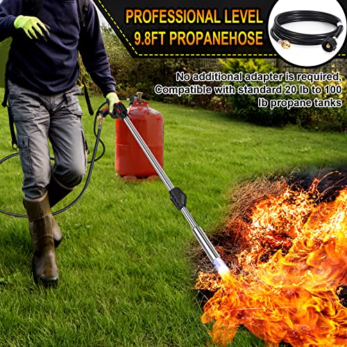 Gtonksye-Propane-Torch-Weed-Burner-KitBlow-TorchDual-purpose-multifunctional-gardening-outdoor-weed-burner-with-push-button-Igniter-and-98-ft-hoseFuel-Not-Included