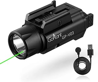 1500 Lumens Weapon Laser Light Combo - Adjustable Rail LED Light and Green Laser Flashlight, Magnetic Rechargeable Strobe Compact Tactical Light for 1913 or GL Rail