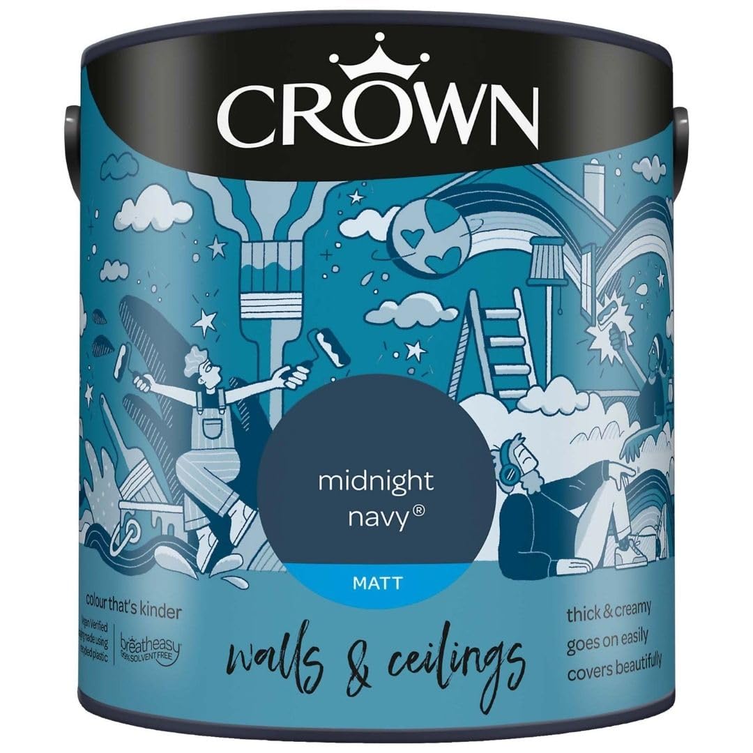 DRW Midnight Navy Matt Emulsion Paint 2.5L | Interior Wall and Ceiling Paint | Smooth Flat Matt Finish | Durable Everyday Room Paint for Living Room Bedroom Hallway and Dining Room