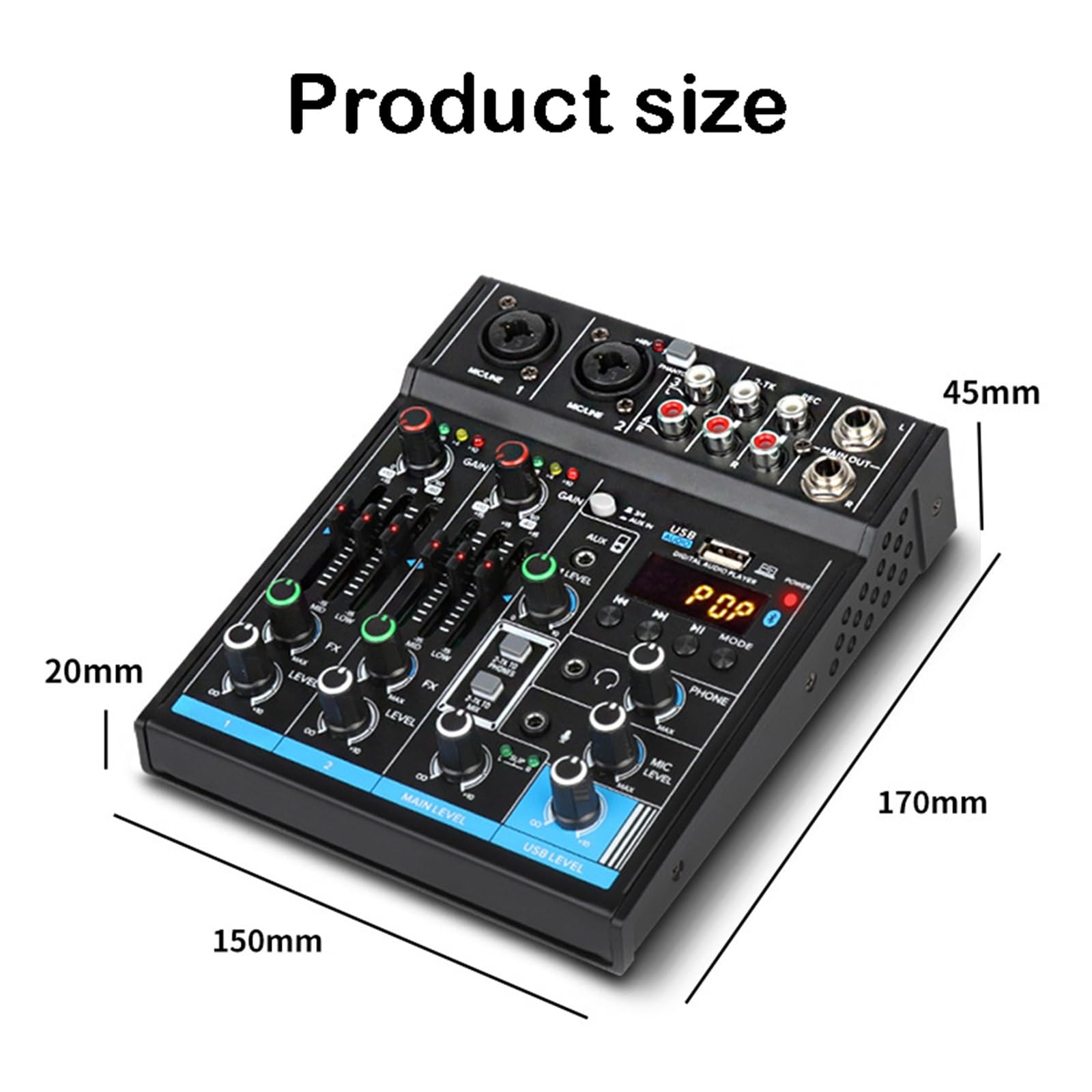 Mikser dźwięku 4-kanałowy Mini Mikser Audio Karta Dźwiękowa Audio DJ 16 Efekty Cyfrowe Konsola Redukcji Szumów Nagrywanie USB Do Śpiewania Czystsze wokale
