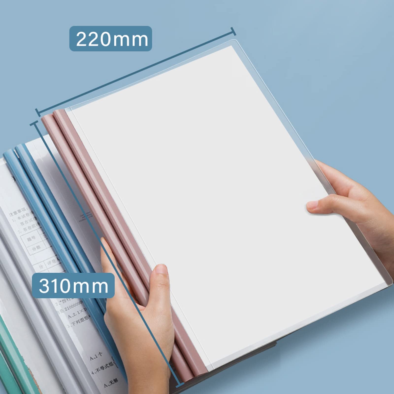 Klemmbrett 100 Stück A4-Ordner mit Zugstange, transparent, for Lebenslauf, Präsentation, Dateiordner, verdickt, gemischte Farben, Datenspeicherung, Ordner, Organizer, Bindemittel Mappe