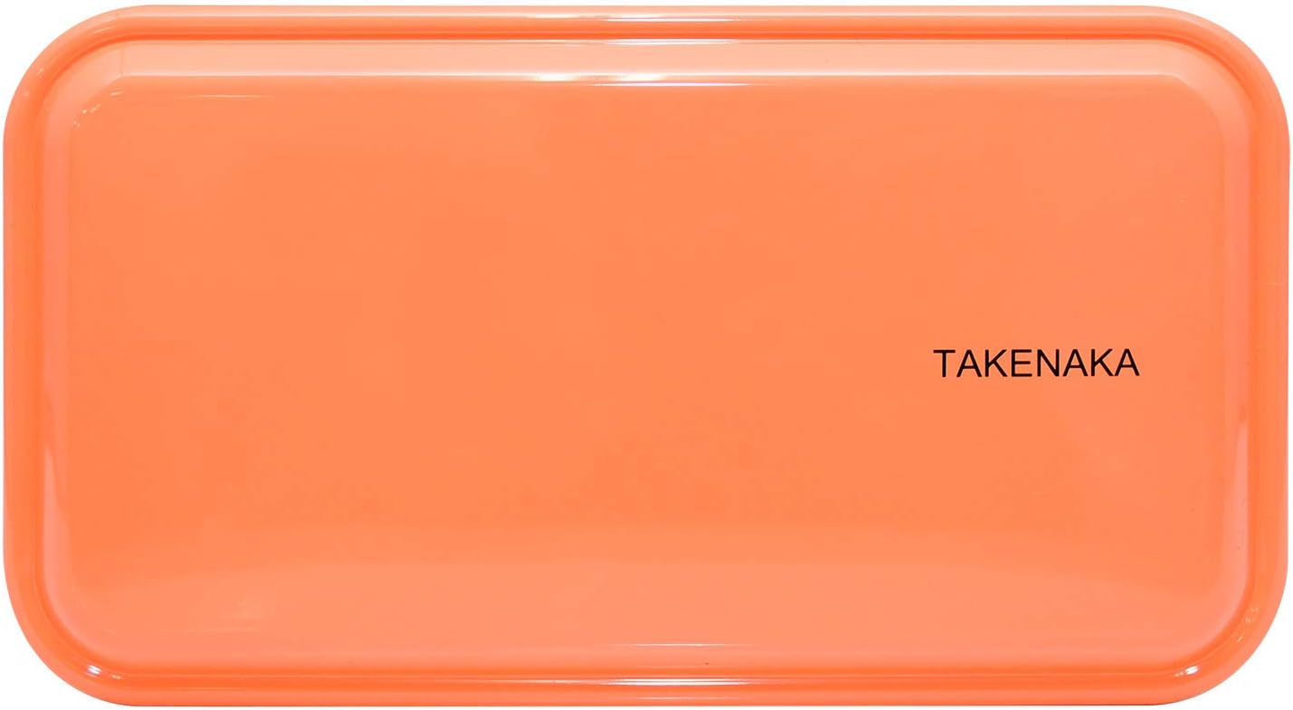 TAKENAKA Bento Snack Box for Perfect Lunch, Eco-Friendly Lunch Box Made in Japan, Recycle Plastic Bottle, Microwave and Dishwasher Safe, Bento Box (Tangerine Orange)