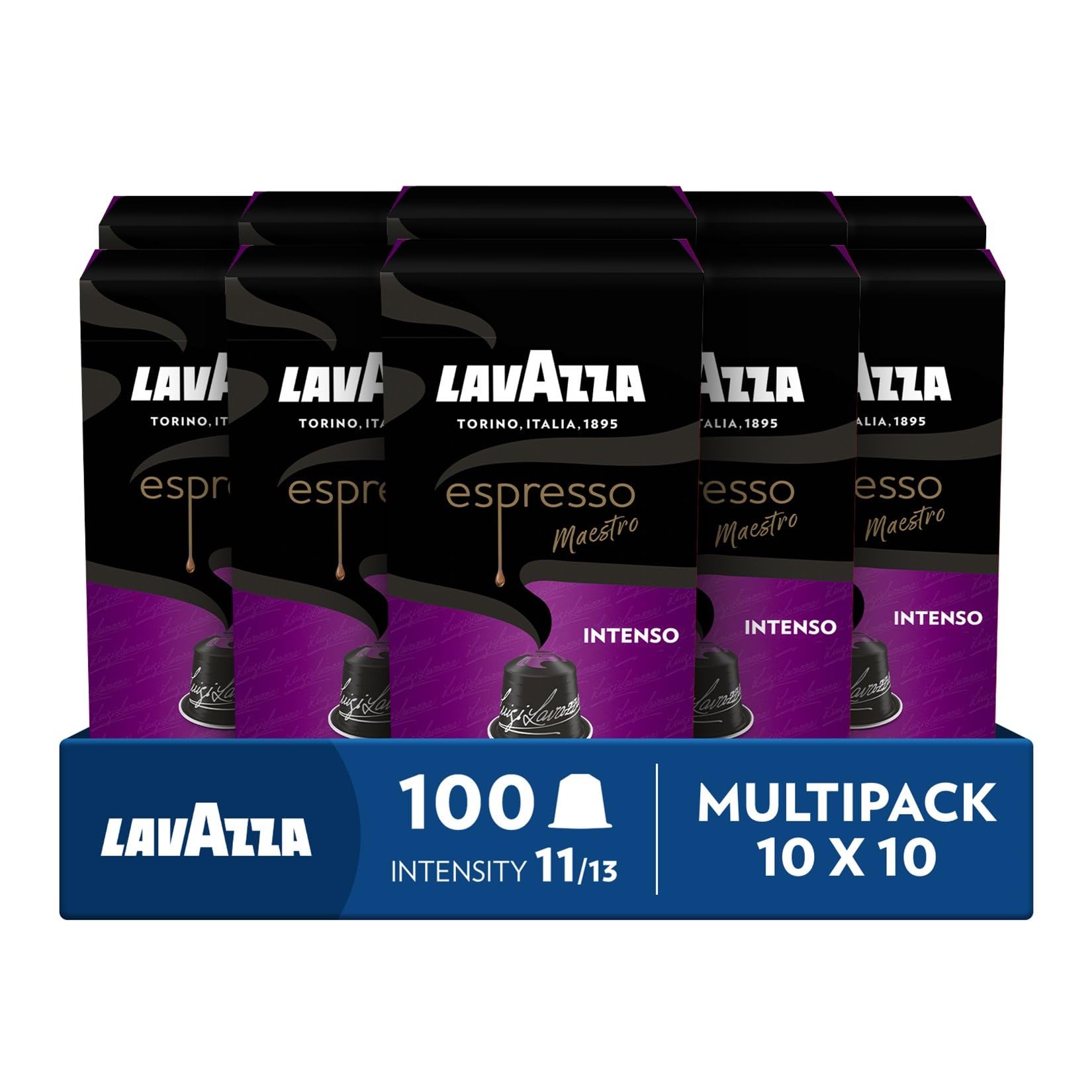 Lavazza, Espresso Maestro Intenso, 100 Coffee Pods Compatible with Nespresso Machines, Wood,...