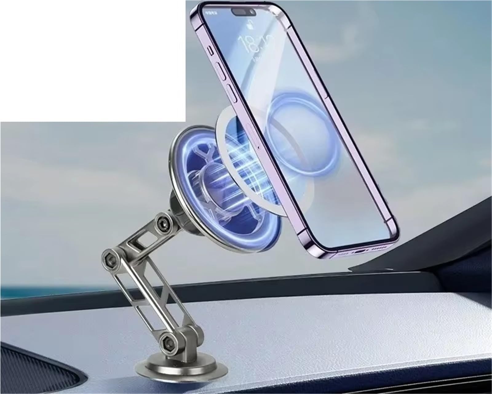 Supporto Telefono Auto Rotazione A 360 Gradi Supporto Magnetico Metallo Pieghevole Telefono Magnetico Bocchetta GPS Per Tutti I Telefoni Porta Cellulare Auto(Sliver)