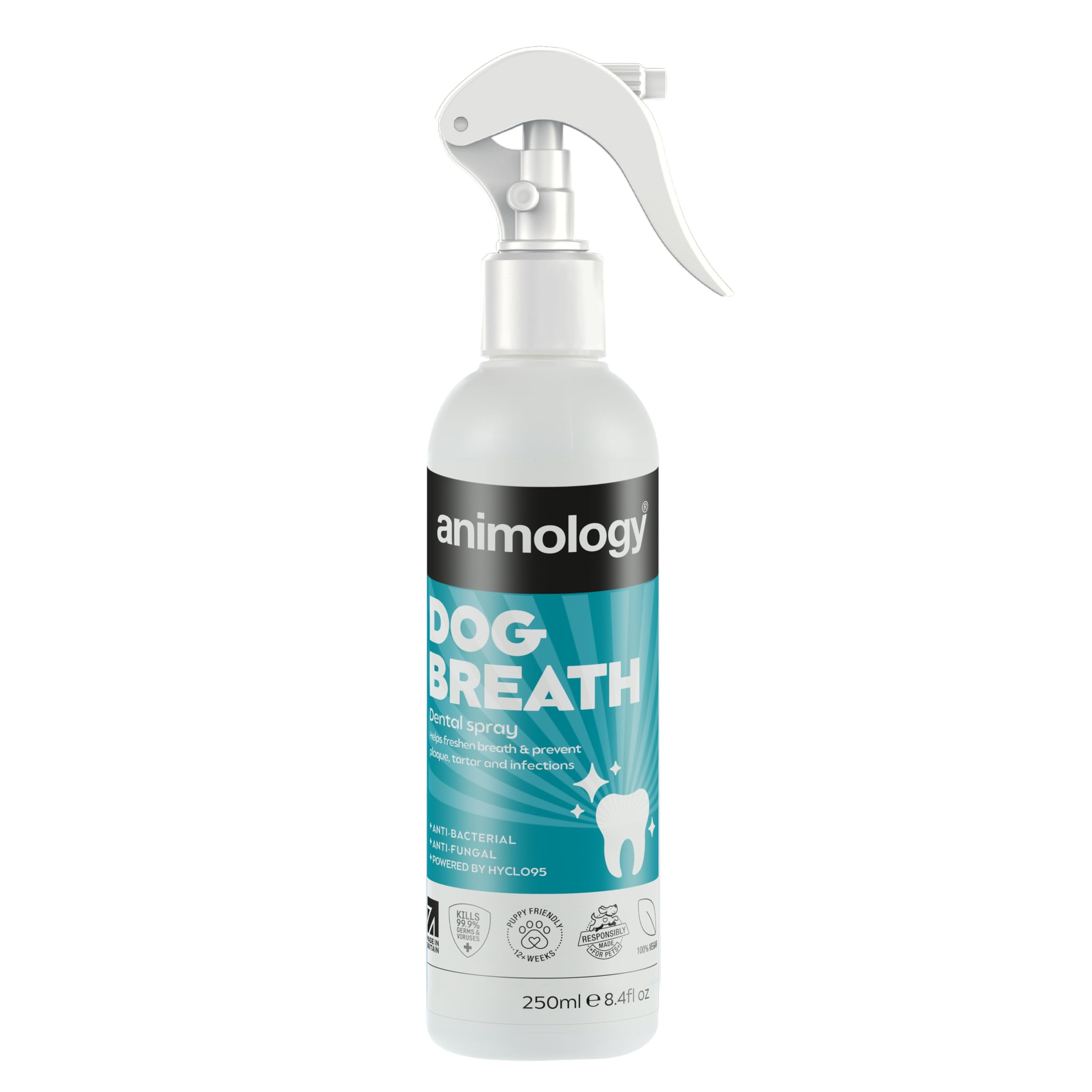 Animology Dog Breath Dental Spray 250ml, Fights Plaque, Tartar and Infections, Oral Hygiene Support for Dogs, Easy to Use Mouth Spray