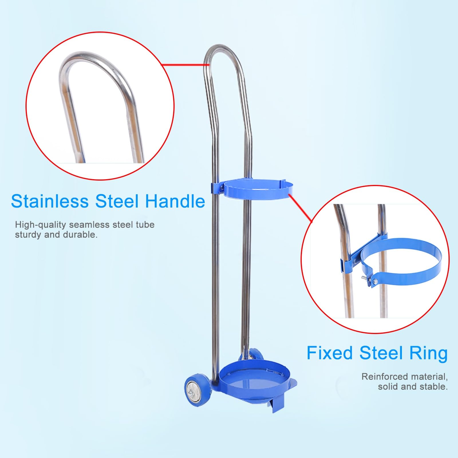 Carro portacilindros de Alta Resistencia, Carretilla Manual inclinable con Ruedas, multifunción y para almacén, 95 cm de Altura, Ideal para talleres